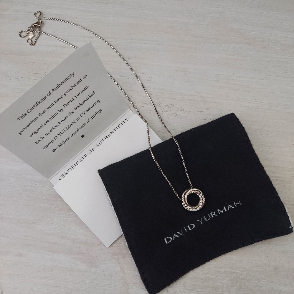 David Yurman Crossover Pendant Necklace with Pave Diamonds